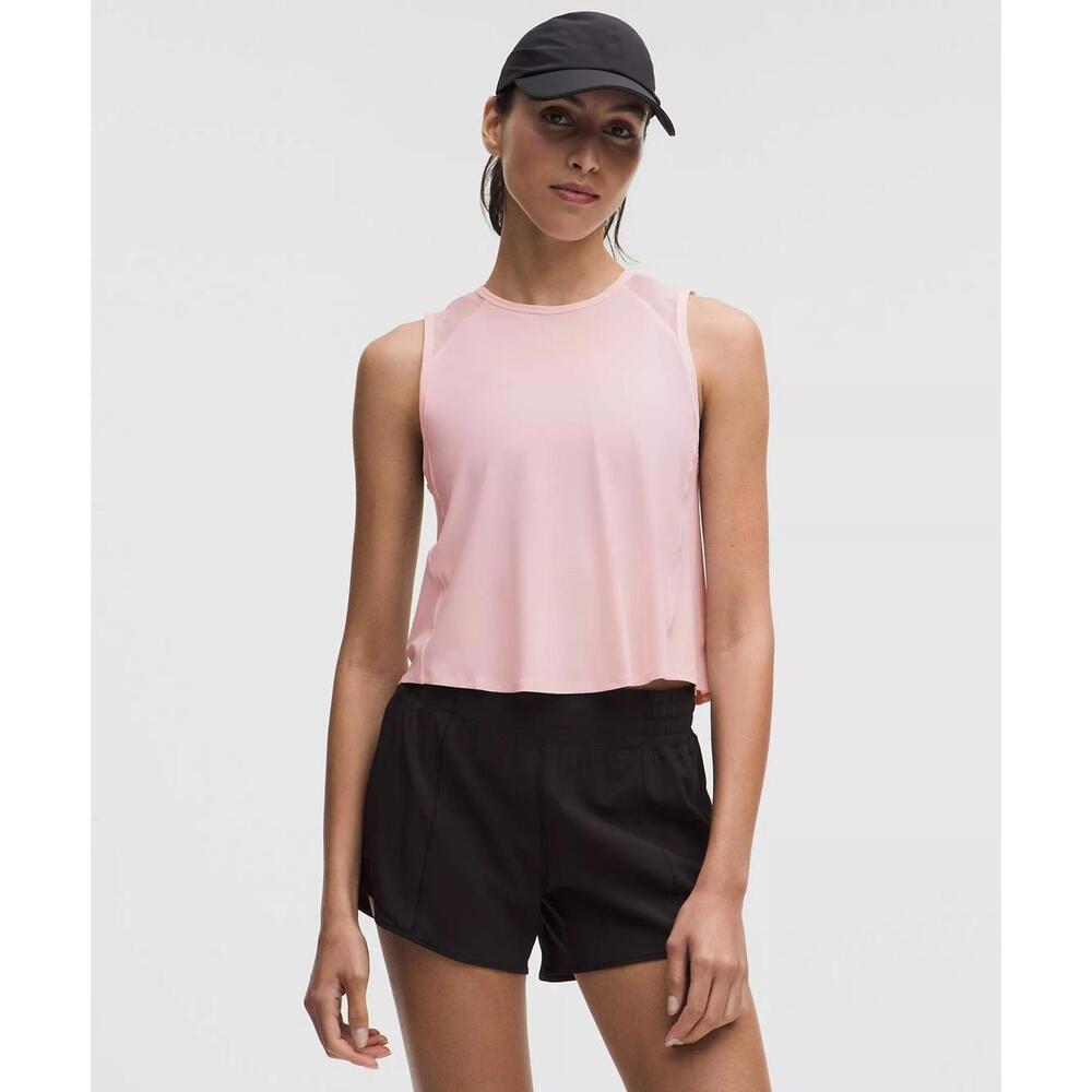 Sculpt Cropped Cross-Vent Tank Top - Blissful Pink